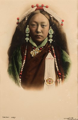 Lot 7 - Bourne (Samuel, 1834-1912). Lepcha woman sitting on a stone, Darjeeling, c. 1870, albumen print