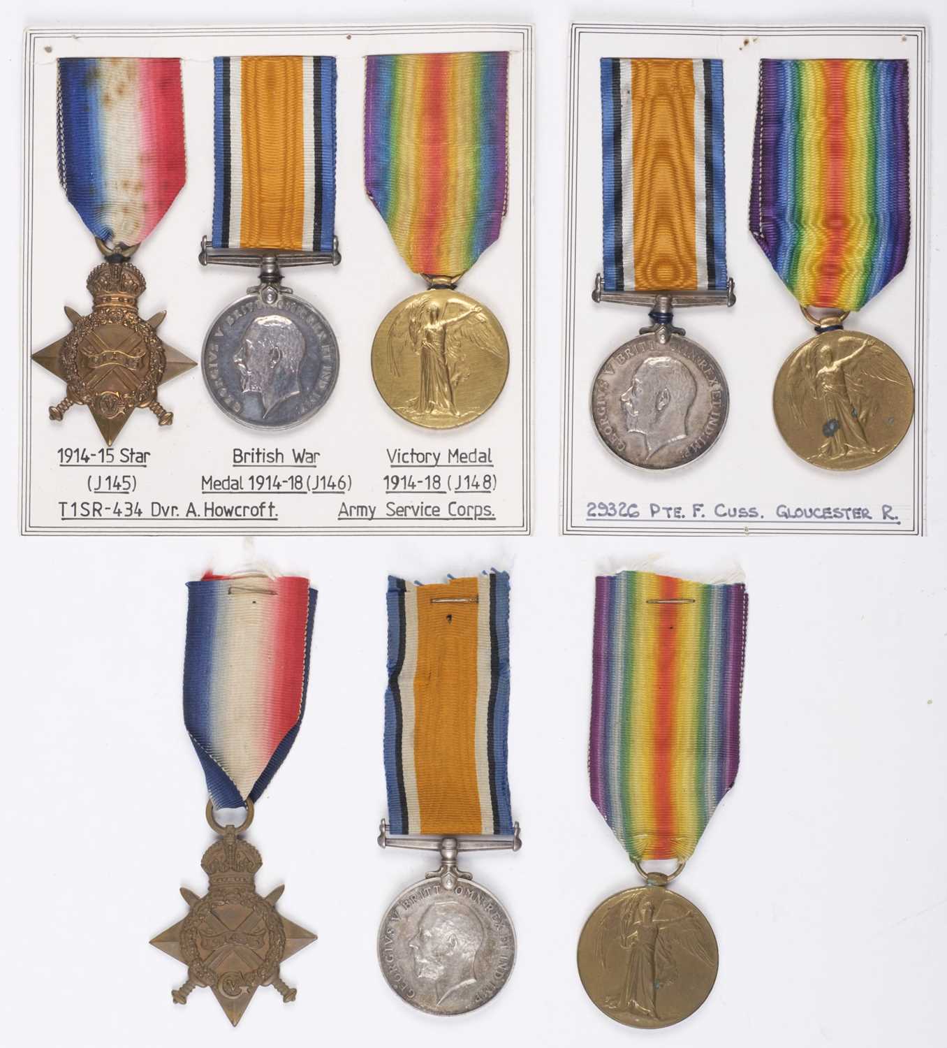 Lot 146 - WWI Medals. Royal Army Medical Corps, Army Service Corps, Gloucestershire Regiment