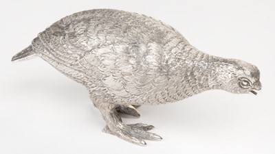 Lot 613 - Grouse. Silver ornament, by William Comyns & Sons Ltd (Richard Comyns), London, 1972