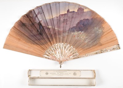 Lot 487 - Billotey. Painted folding fan, J. Duvelleroy, circa 1890, & another painted fan