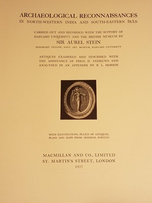 Lot 17 - Stein (Aurel). Archaeological Reconnaissances in North-Western India and South-Eastern Iran, 1st ed, 1937