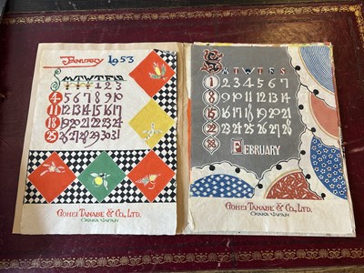 Lot 35 - Japanese Calendar Woodblocks. Calendar for 1953, Osaka Japan: Gohei Tanabe & Co, Ltd, 1953