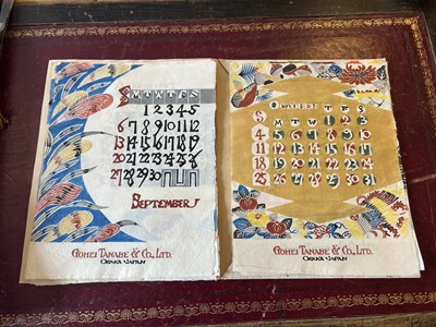 Lot 35 - Japanese Calendar Woodblocks. Calendar for 1953, Osaka Japan: Gohei Tanabe & Co, Ltd, 1953