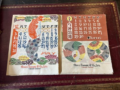 Lot 35 - Japanese Calendar Woodblocks. Calendar for 1953, Osaka Japan: Gohei Tanabe & Co, Ltd, 1953
