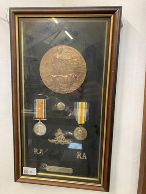 Lot 132 - Pair: Gunner M. Brown, Royal Artillery, killed in action 11 October 1917