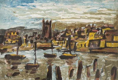 Lot 360 - Durrant (Roy Turner, 1925-1998). Evening, Brixham Harbour, 1945