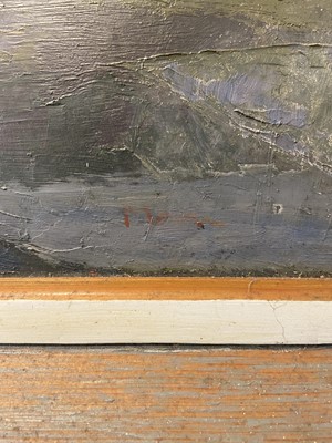 Lot 385 - English School, Spitfire in flight, oil on board