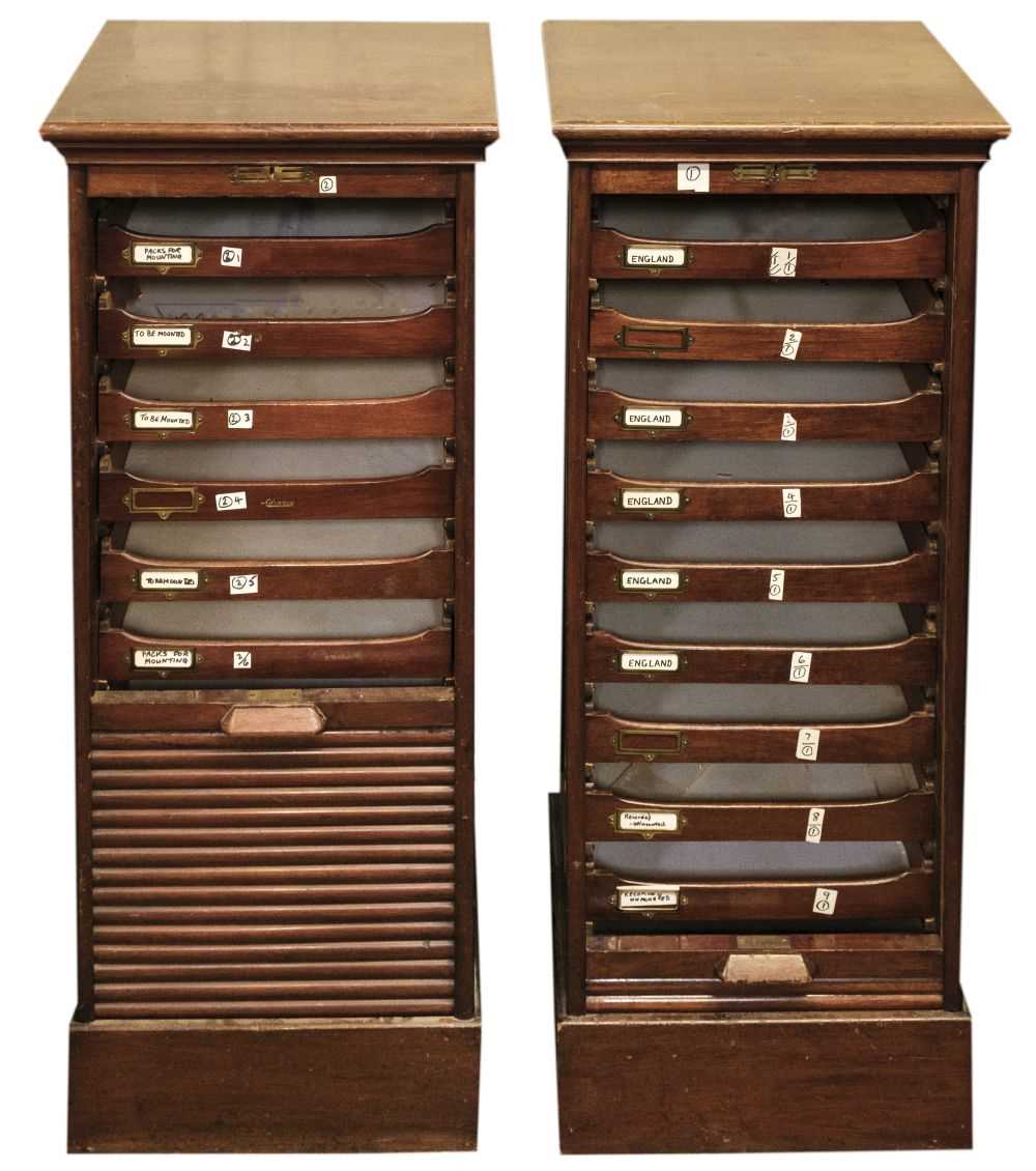 Lot 260 - Collectors' Cabinets. A pair of 1920s walnut