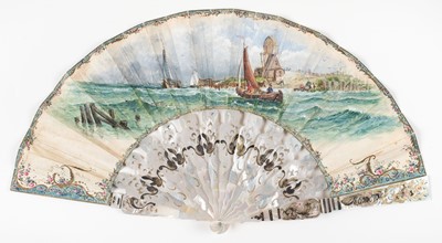 Lot 486 - Allegorical Fan. Neptune and Amphitrite enthroned in their sea kingdom, Dutch, circa 1840