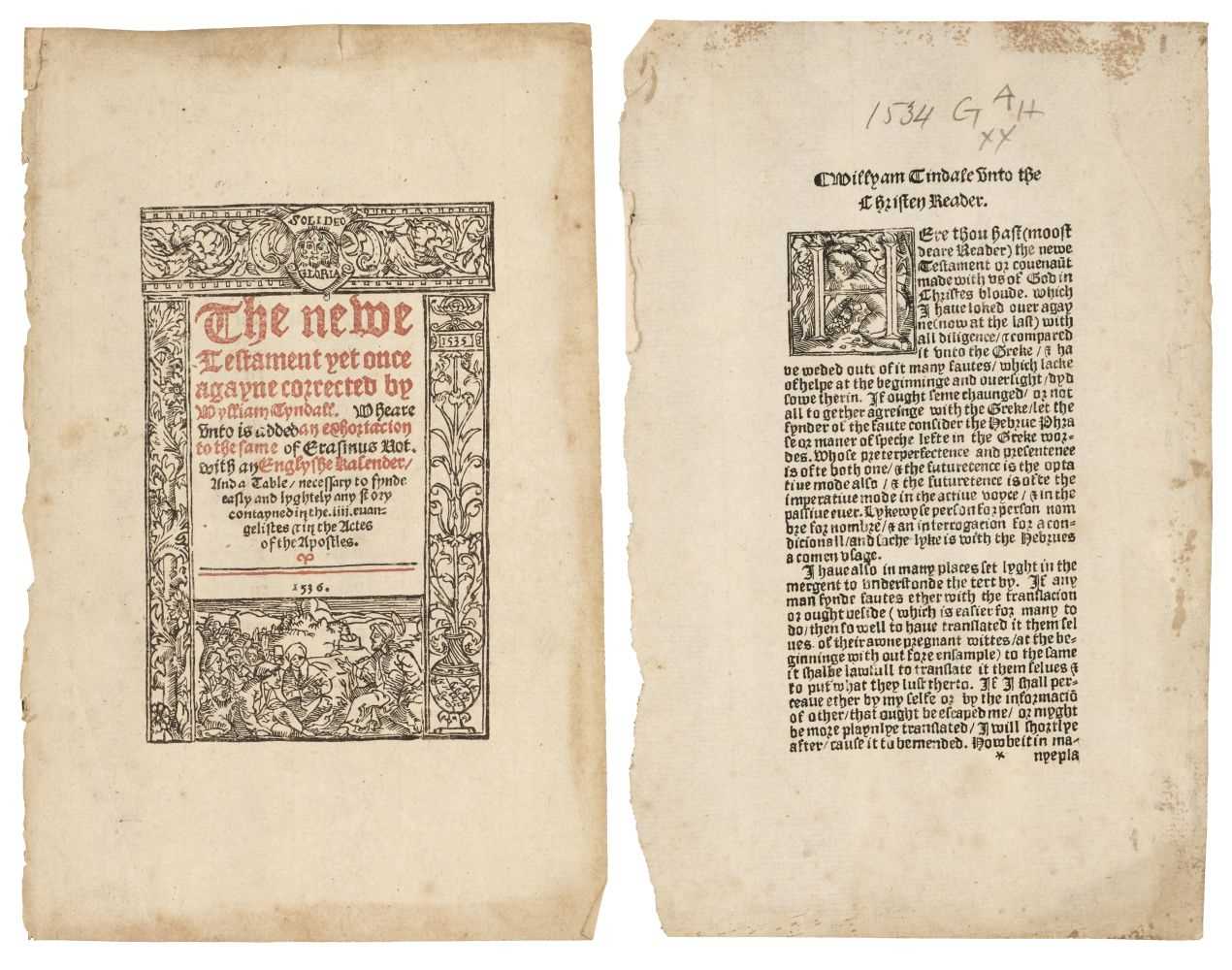 Lot 262 - Early Bible Leaves. A collection of assorted leaves from printed bibles, c. 1535 and later