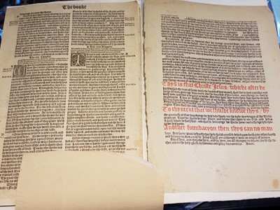 Lot 262 - Early Bible Leaves. A collection of assorted leaves from printed bibles, c. 1535 and later