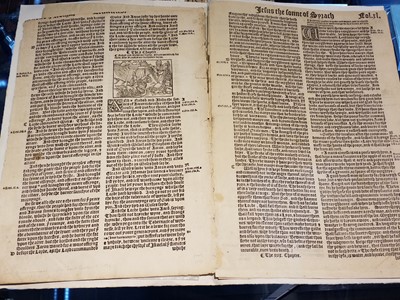 Lot 262 - Early Bible Leaves. A collection of assorted leaves from printed bibles, c. 1535 and later