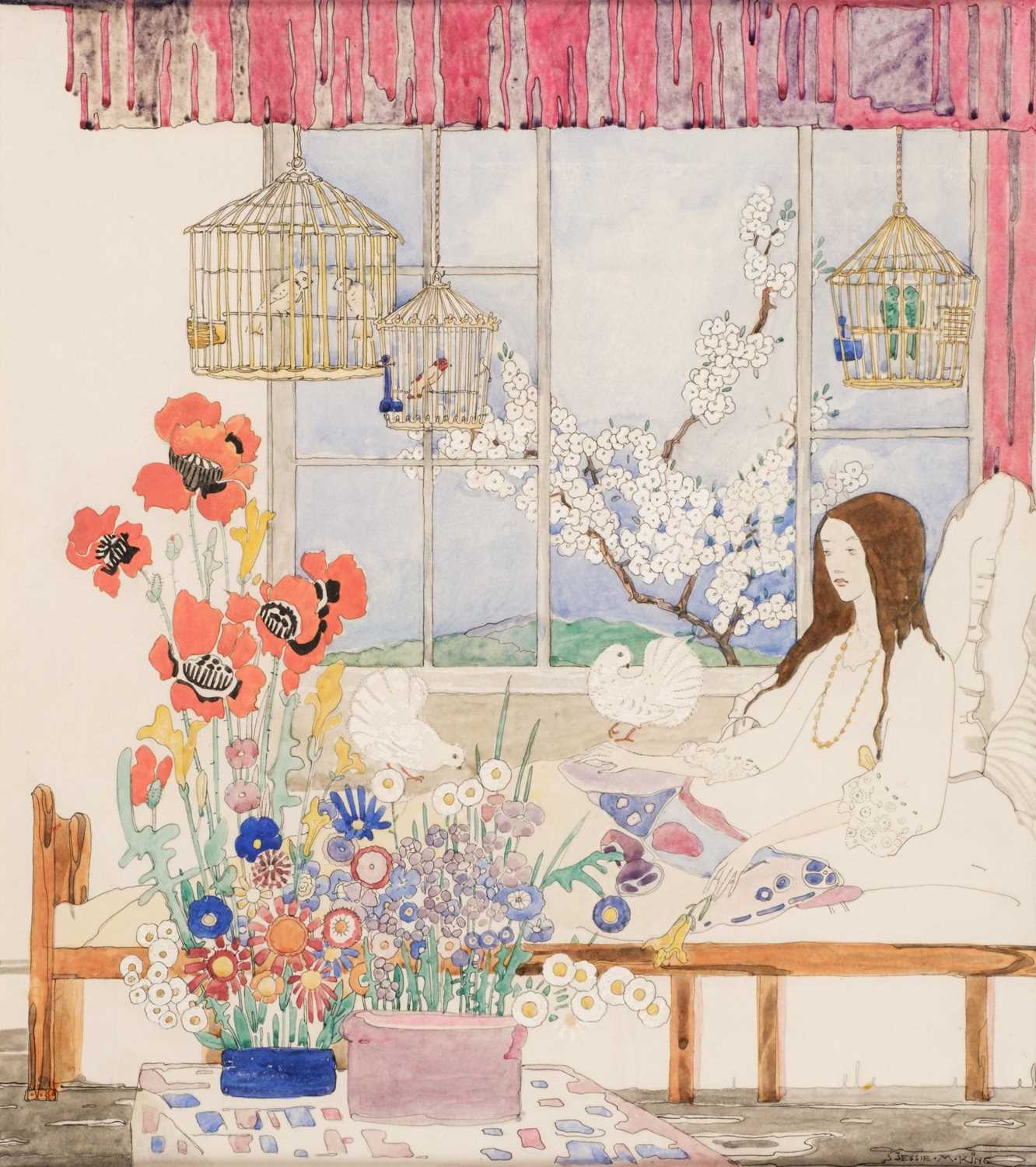 Lot 556 - King (Jessie Marion, 1875-1949). The Summer House, watercolour
