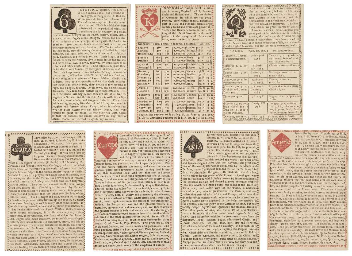 Lot 489 - English playing cards. A Systematical Compendium of Geography ..., Revd John Hunt, circa 1790