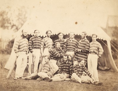 Lot 132 - Early Cricket Teams. A pair of photographs of cricket teams, c. 1855-60, albumen prints