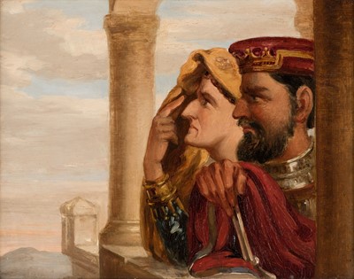 Lot 79 - Scott (David, 1806-1849). Macbeth and Lady Macbeth, sketch for a fresco, oil