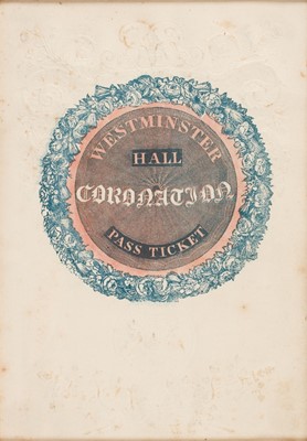 Lot 304 - George IV (1762-1830), A printed ticket for admission to Westminster Abbey, 1821