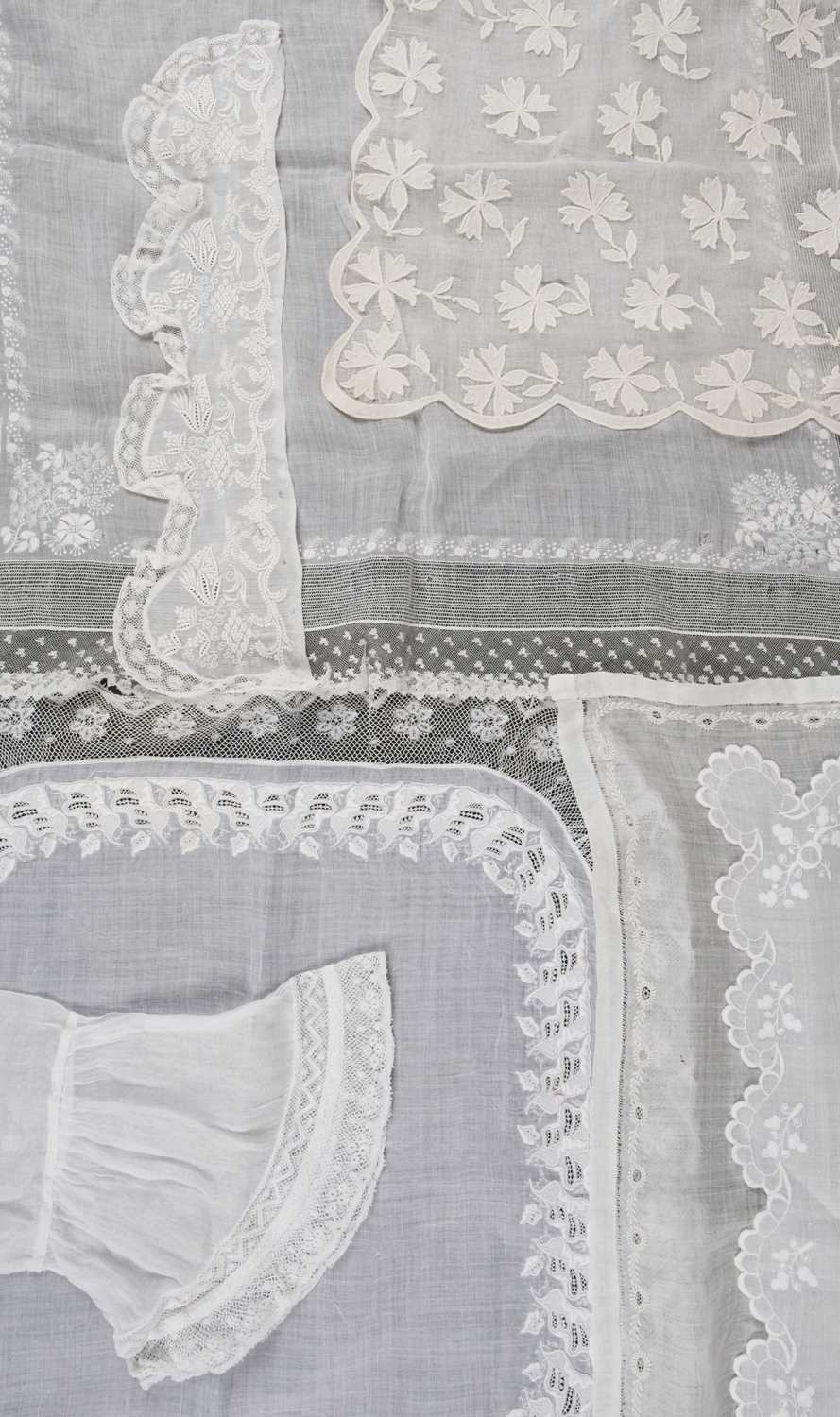 Lot 453 - Lace & Embroidery. A collection of garments, handkerchiefs, and edgings, circa 1800-1920s