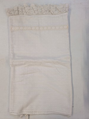 Lot 447 - Household Linen. A hand-worked filet lace and cutwork bedcover, French, circa 1900, & other items