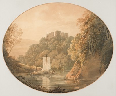 Lot 127 - Payne (William, 1760-1830). Chepstow Castle, oval watercolour on paper