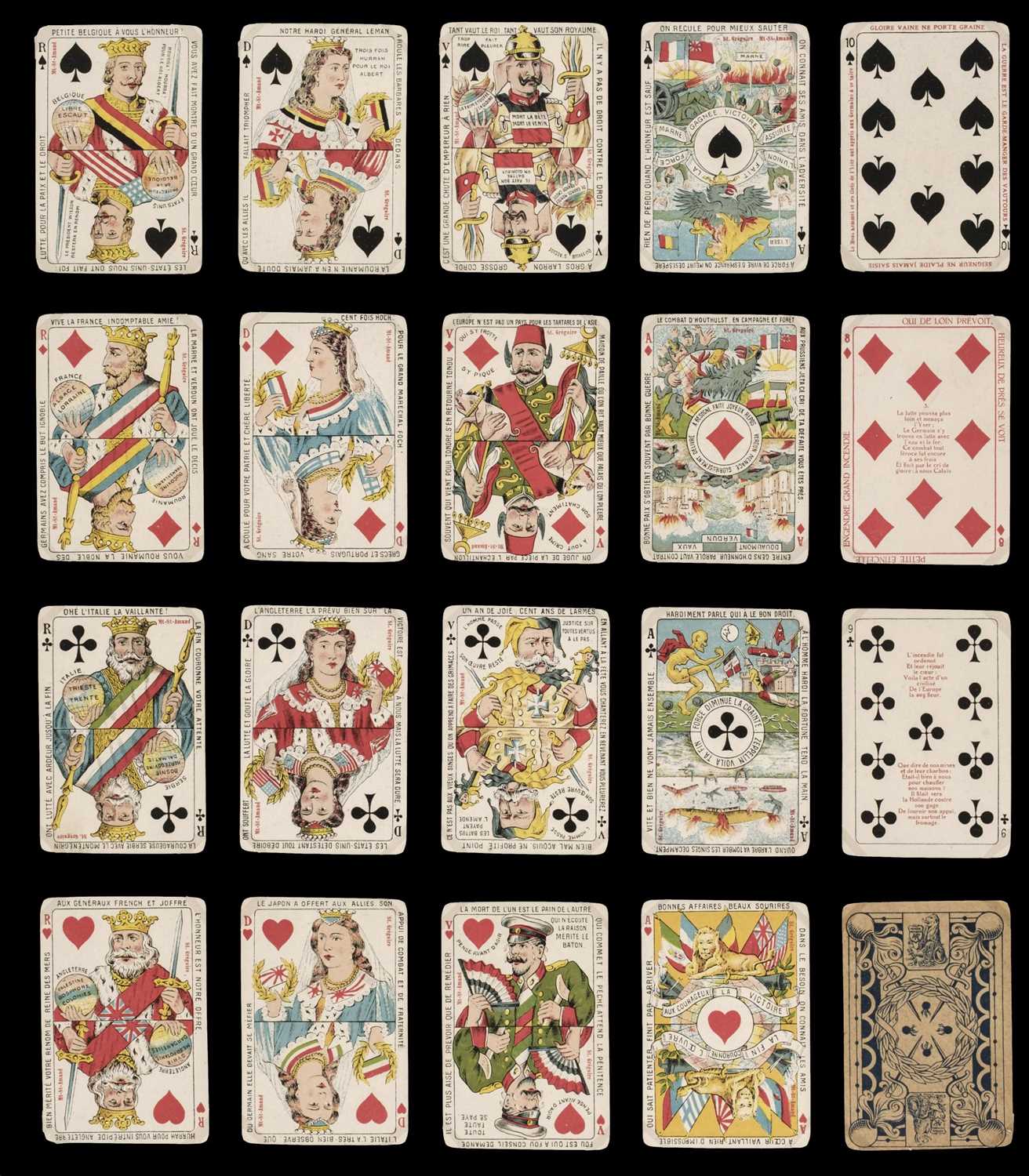 Lot 486 - Belgian playing cards. Jeu des Allies, Brussels: Leonard Biermans, circa 1919, & 11 others