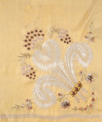 Lot 470 - Shawl. A Regency shawl embroidered with the Prince of Wales's feathers, early 19th century