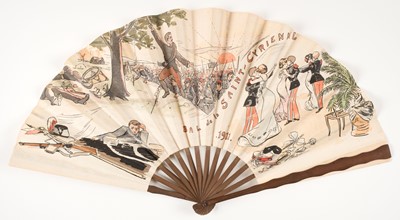 Lot 499 - Military School Fans. Five fans printed for ESM Saint-Cyr, France: 1911-1921, & 2 others