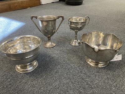 Lot 88 - Silver Trophies. A collection of silver trophies including a silver rose bowl by Z Barraclough & Sons (James Henry & Herbert Barraclough), London, 1907