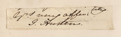 Lot 670 - Austen (Jane, 1775-1817). Signature, cut from a letter, no date