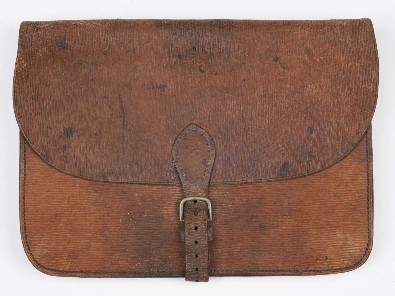 Lot 464 - Royal Flying Corps. A WWI RFC 18 Squadron brown leather aircraft satchel