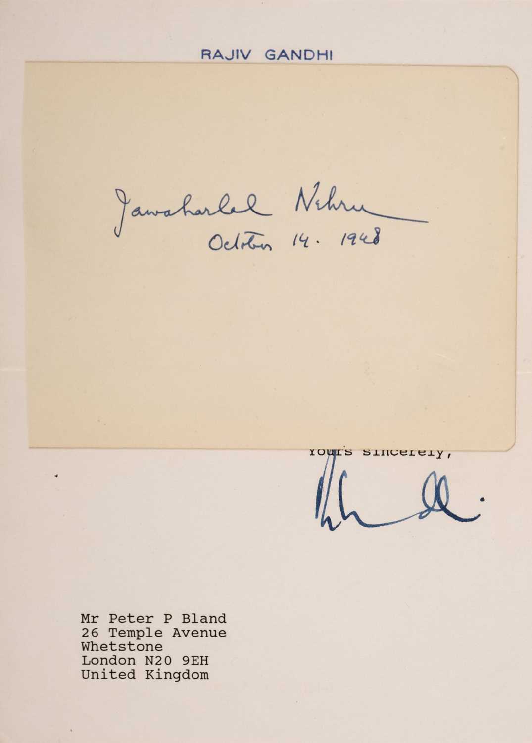Lot 368 - Nehru (Jawaharlal, 1889-1964), Indian statesman..., Ink Signature, 1948