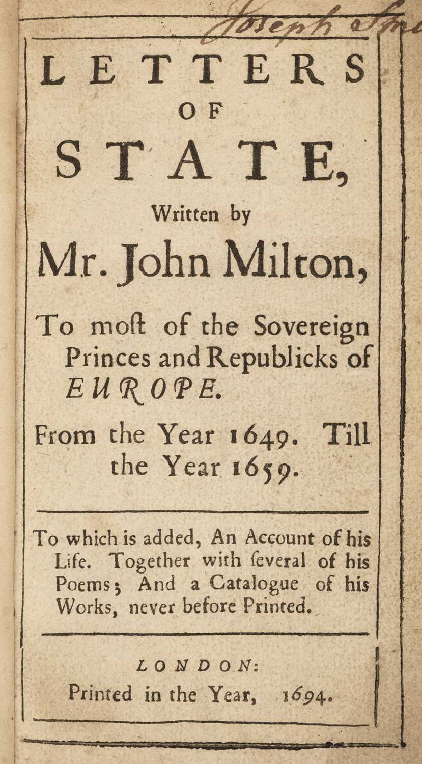 Lot 357 - Milton (John). Letters of State..., 1694