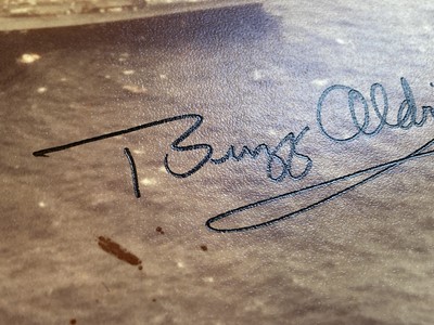 Lot 323 - Apollo 11. Photograph of the Apollo 11 recovery ship USS Hornet, signed by Armstrong, Aldrin and Collins