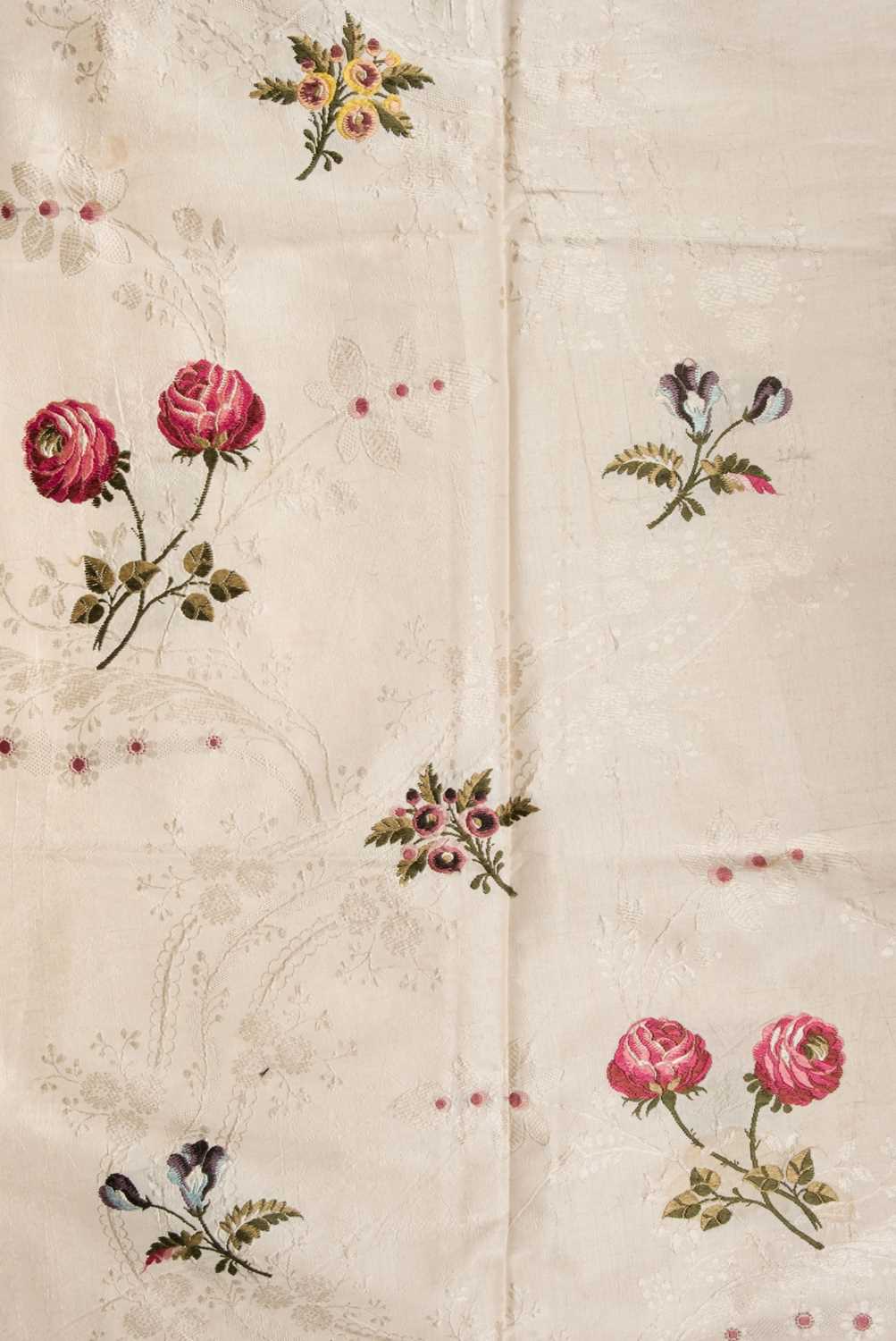 Lot 445 - Fabric. Pieces from a deconstructed gown of Spitalfields silk brocade, circa 1730-1750