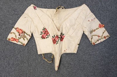 Lot 445 - Fabric. Pieces from a deconstructed gown of Spitalfields silk brocade, circa 1730-1750