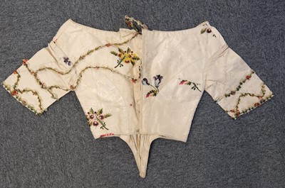 Lot 445 - Fabric. Pieces from a deconstructed gown of Spitalfields silk brocade, circa 1730-1750
