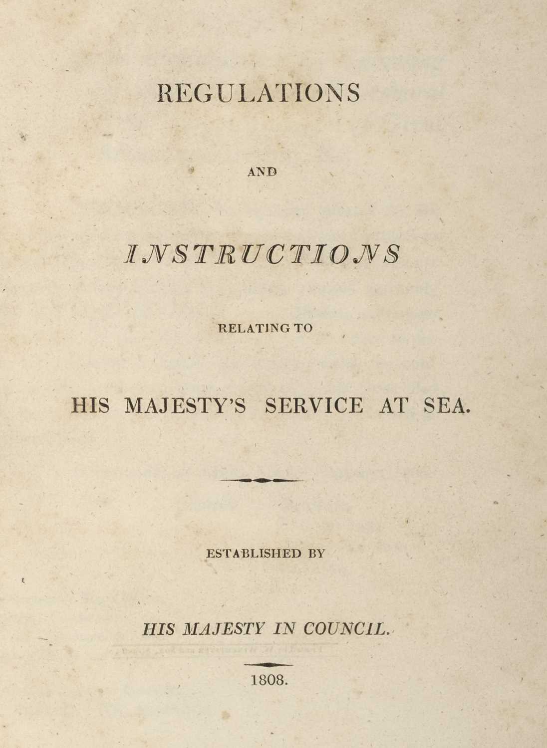 Lot 2 - Admiralty. Regulations and Instructions, 1808