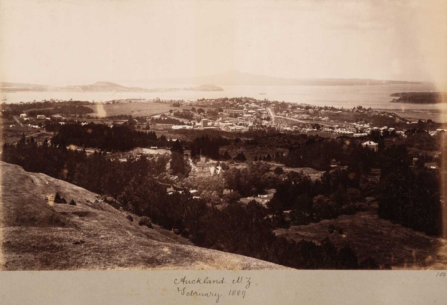 Lot 37 - New Zealand & Australia. A disbound album containing 69 albumen prints of places in New Zealand