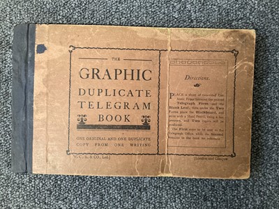 Lot 72 - WWI Telegrams. The Graphic Duplicate Telegram Book, 1914-1915