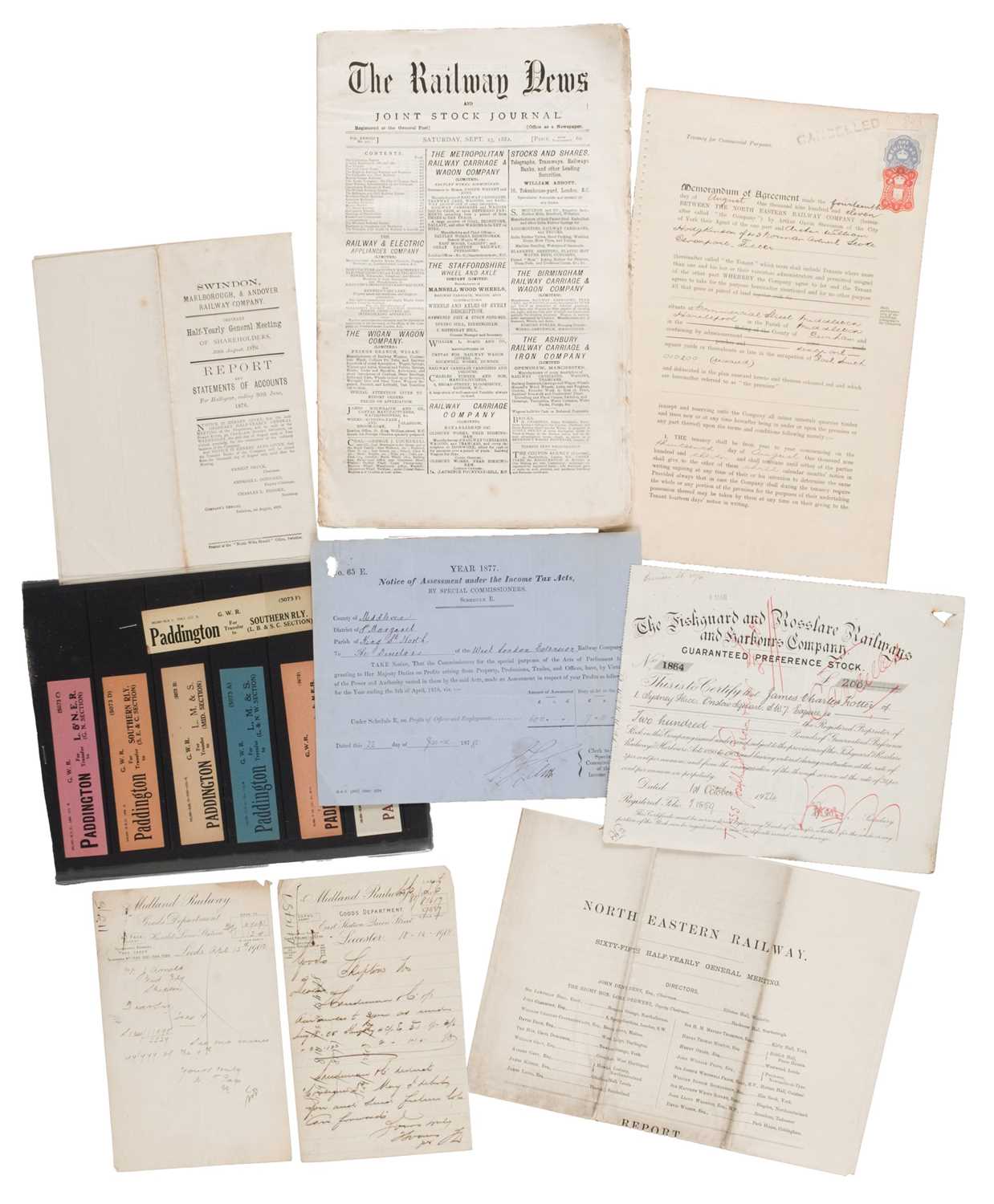 Lot 42 - Railway Ephemera. An interesting collection of early and later Victorian, Edwardian railway ephemera