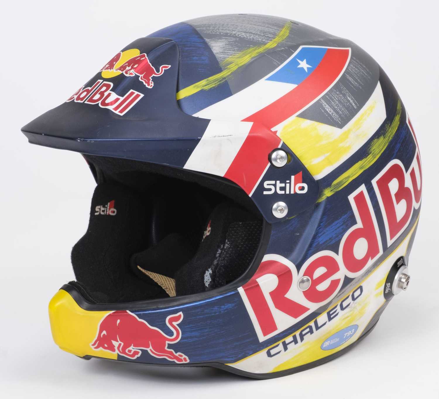 Lot 38 - Racing Car Helmet. Red Bull Racing stilo helmet worn by World Rally Champion Chaleco Lozez
