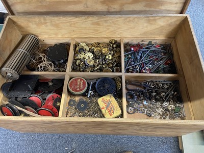 Lot 40 - Meccano. A large box of Meccano, early to mid 20th century