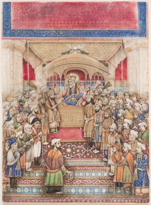 Lot 183 - Company School. Seated Maharaja with an audience of noblemen, mid to late-19th century