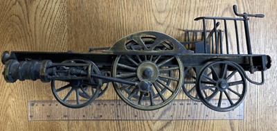 Lot 45 - Locomotive Model. A working model of the lower portion of a 2-2-2 locomotive, 19th-century