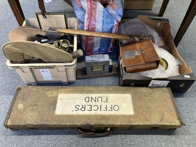 Lot 263 - Gun Case. A canvas shotgun case, early 20th century and military collectables