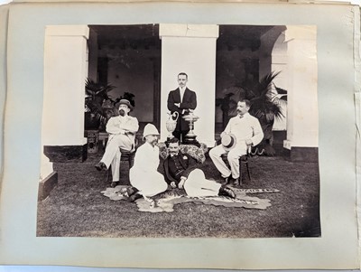 Lot 44 - Singapore. A partly broken album containing 35 albumen print photographs of Singapore