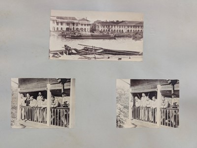 Lot 44 - Singapore. A partly broken album containing 35 albumen print photographs of Singapore
