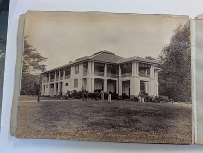 Lot 44 - Singapore. A partly broken album containing 35 albumen print photographs of Singapore