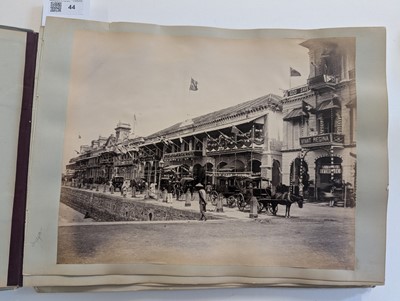 Lot 44 - Singapore. A partly broken album containing 35 albumen print photographs of Singapore