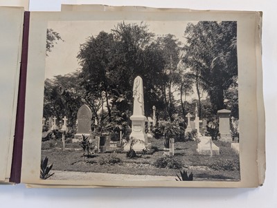 Lot 44 - Singapore. A partly broken album containing 35 albumen print photographs of Singapore